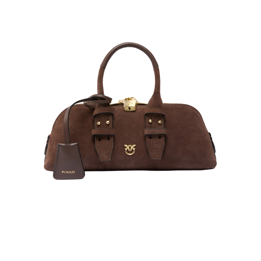 Καφέ suede τσάντα ώμου Escape, PINKO